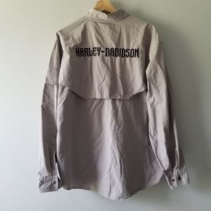 Harley Davidson Gray Over Shirt Jacket Back Logo Medium